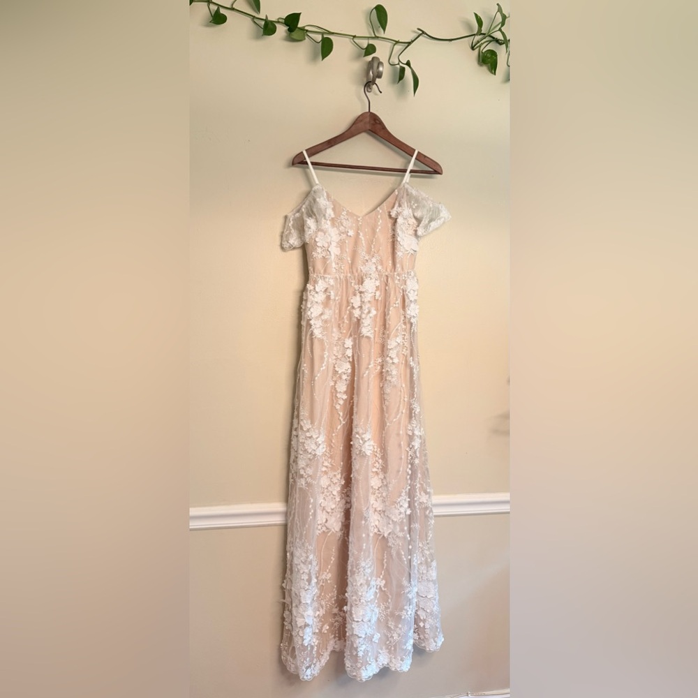 Pinkblush-Minuet‎ Ivory Floral Embroidered Mesh Maternity Evening*dress - Picture 4 of 14